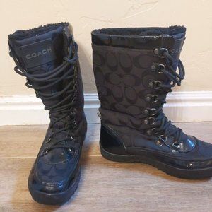 Coach Peggey Black Lace Up Snow Boots 5.5 B